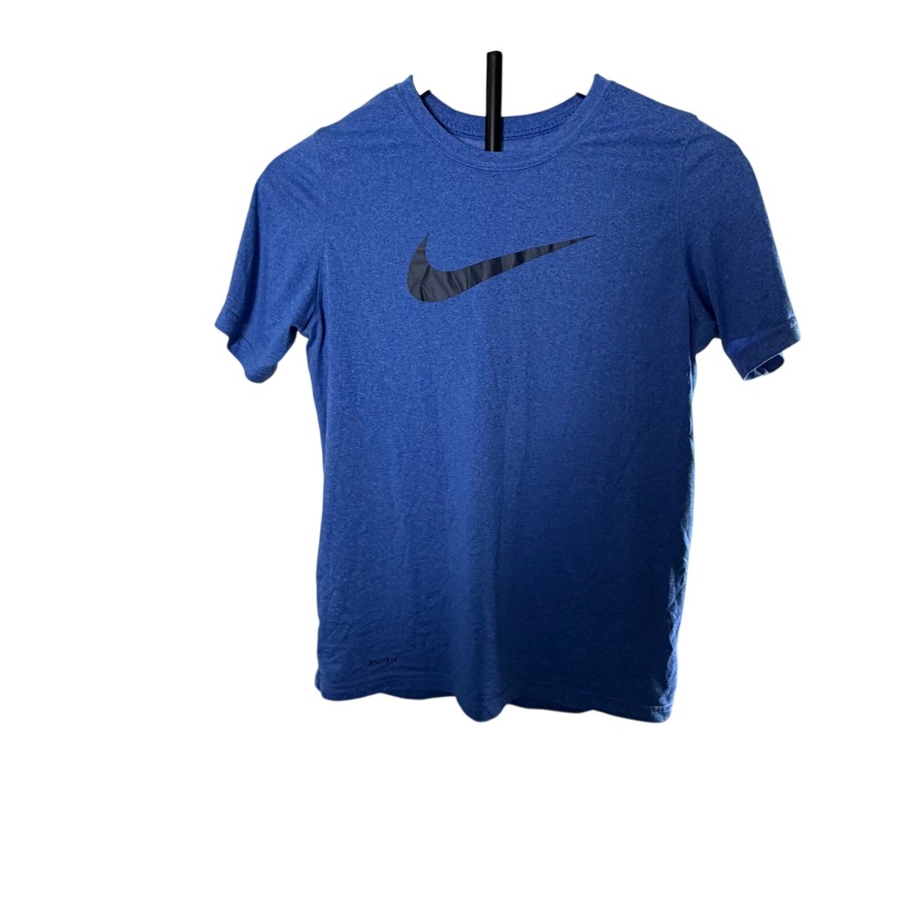 Nike Kids Dri-FIT Blue Heathered Swoosh Graphic Athletic T-Shirt XL 18-20
